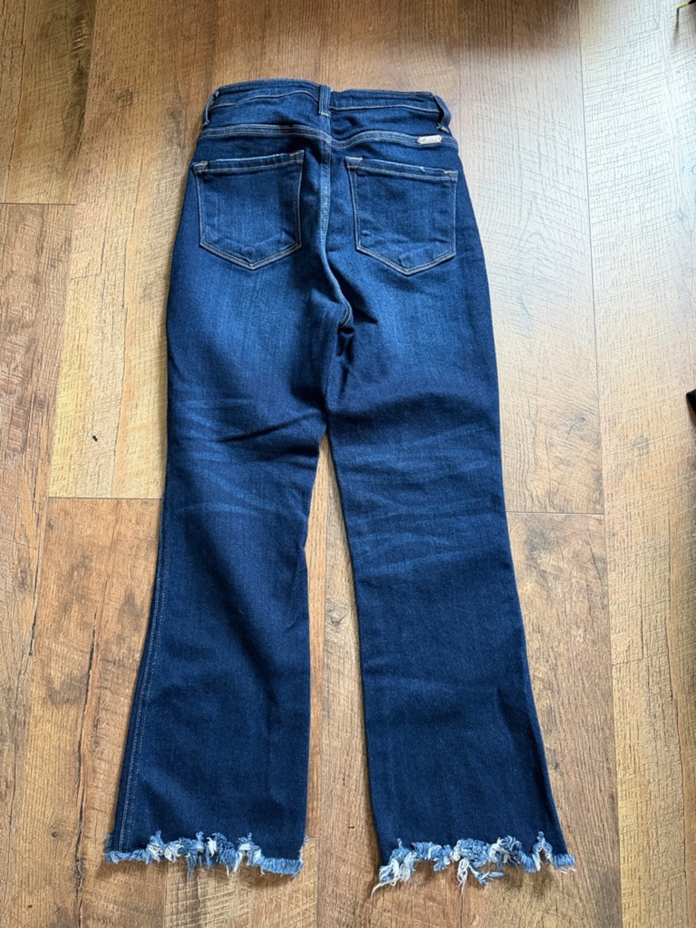 KanCan Dark Indigo Cropped Frayed-Hem Jeans - Picture 9 of 10